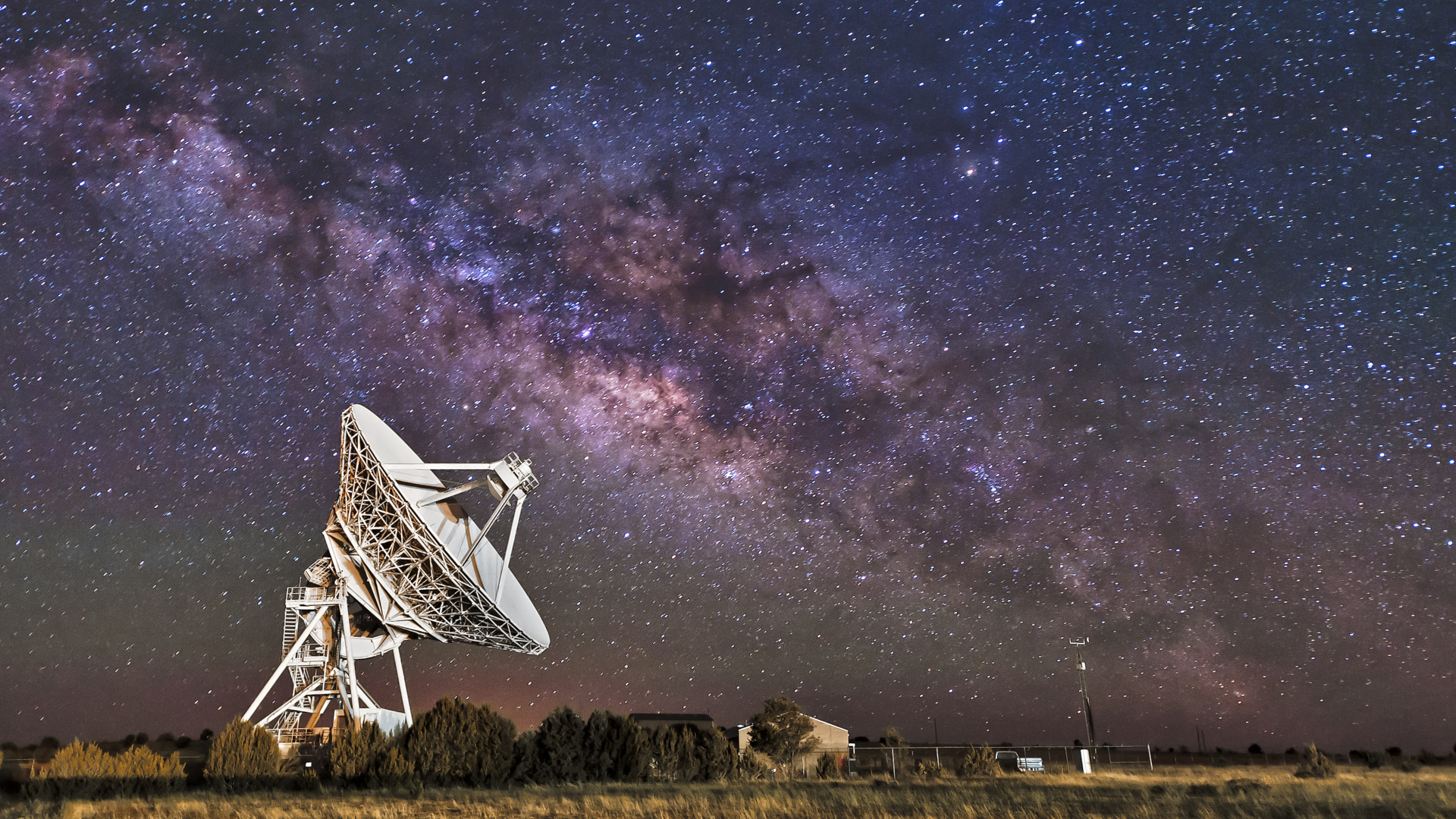 Radio telescopes observe over great distances